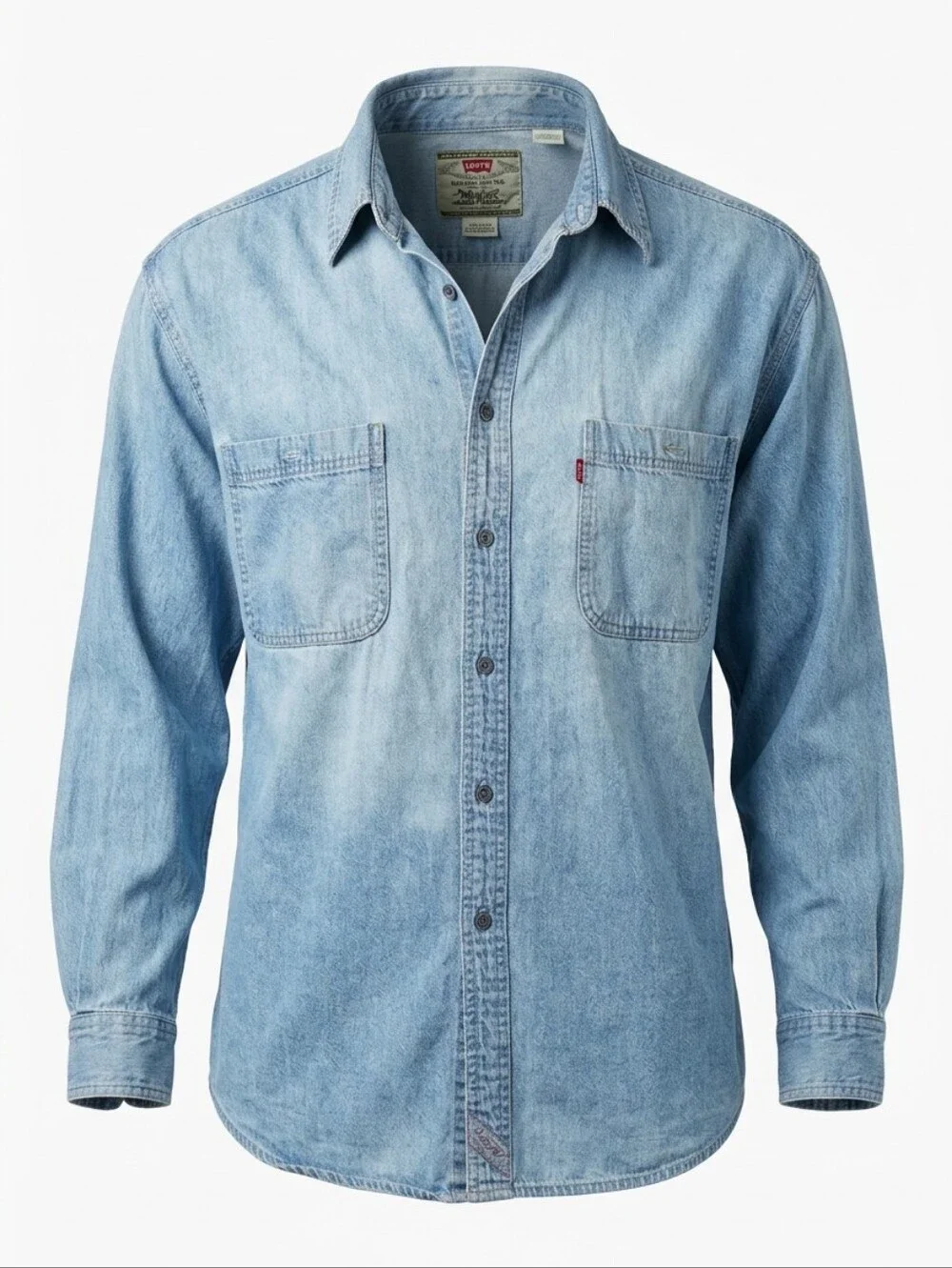 Levi's Shirt Mens XL Blue Denim Light Washed Cotton Button-Down Western Work